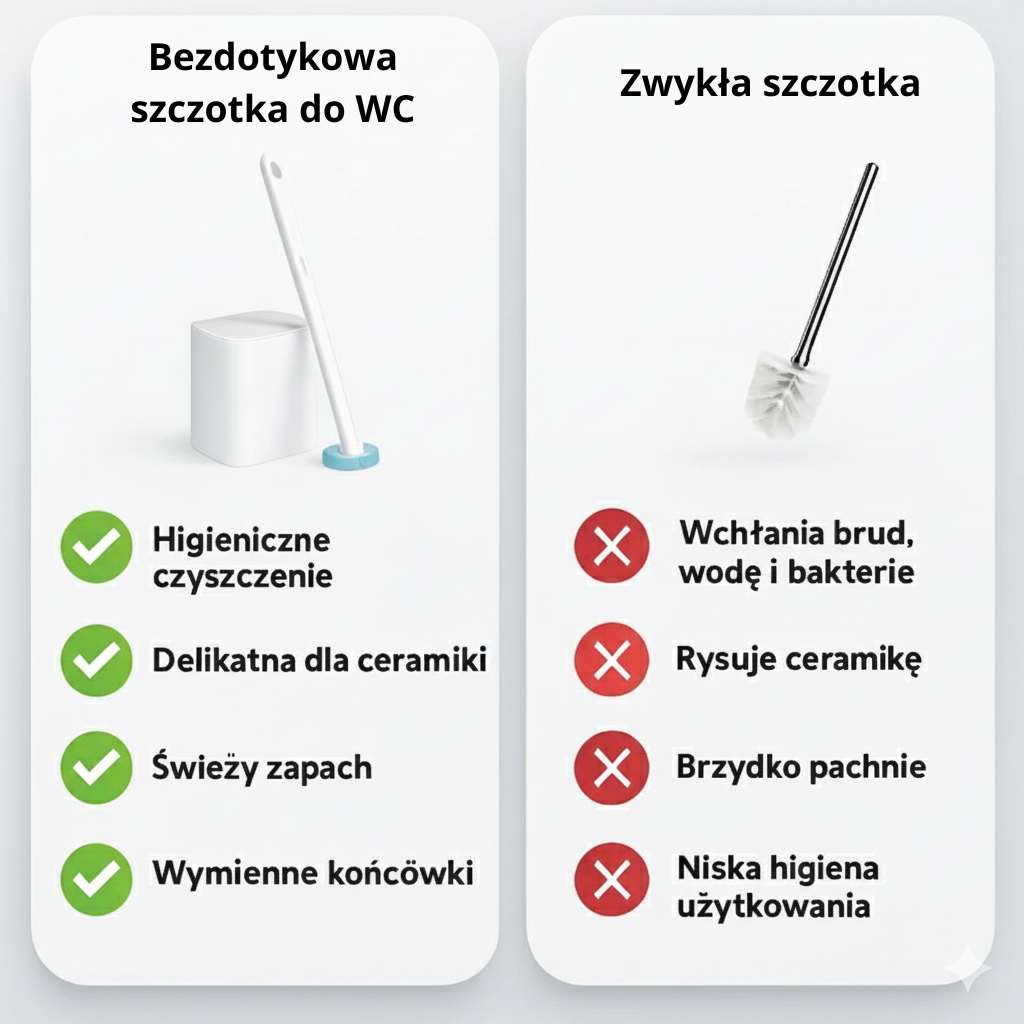 Bezdotykowa szczotka do WC z wymiennymi końcówkami