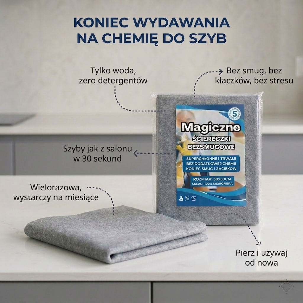 Magiczne Ściereczki Bezsmugowe Premium – 5szt.
