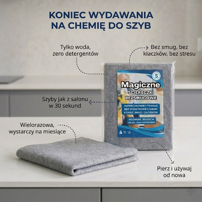 Magiczne Ściereczki Bezsmugowe Premium – 5szt.
